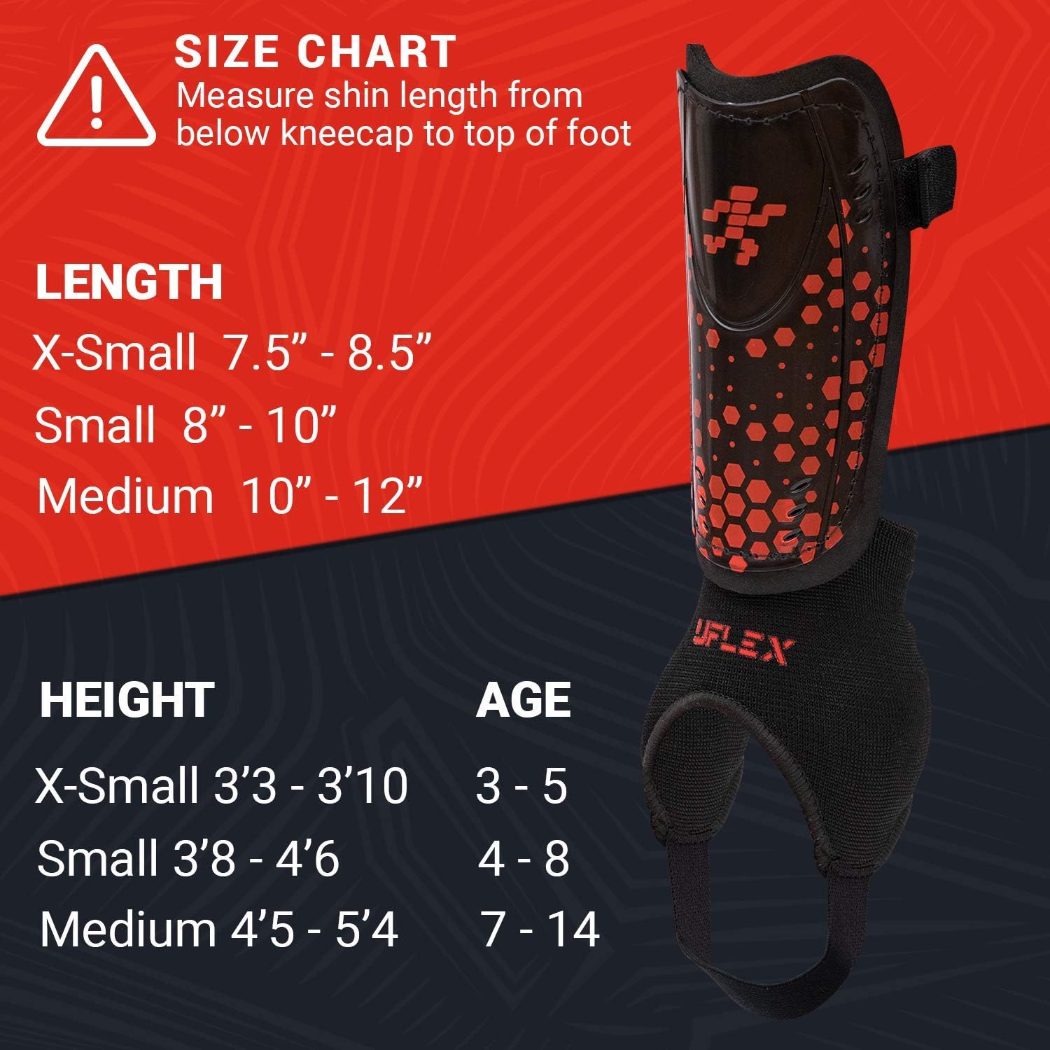 UFlex Athletics Slip and Slide Shin Guards for Kids and Teens - Protective Soccer Gear for Boys and Girls with Padded Ankle Support - Non Slip Adjustable Straps : Sports & Outdoors