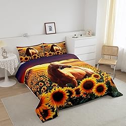 Erosebridal Brown Horse Comforter Set King Size for