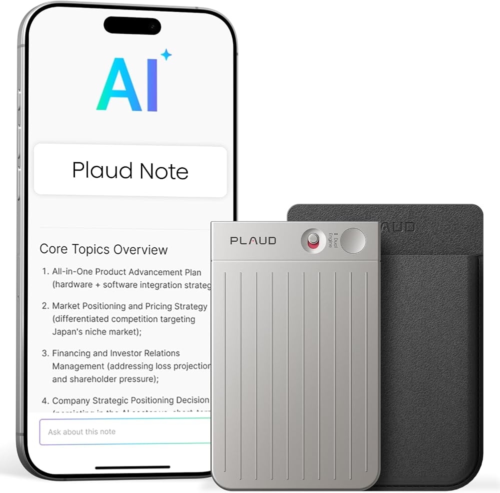 Plaud Note AI Voice Recorder 64GB Case App Control Transcribe 112 Languages