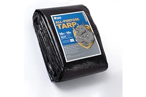 GUARD SHIELD Tarps Heavy Duty Waterproof 10x10 Feet Black Poly Tarp Cover Square Outdoor Thick UV Resistant Tarpaulin with Grommets 10mil