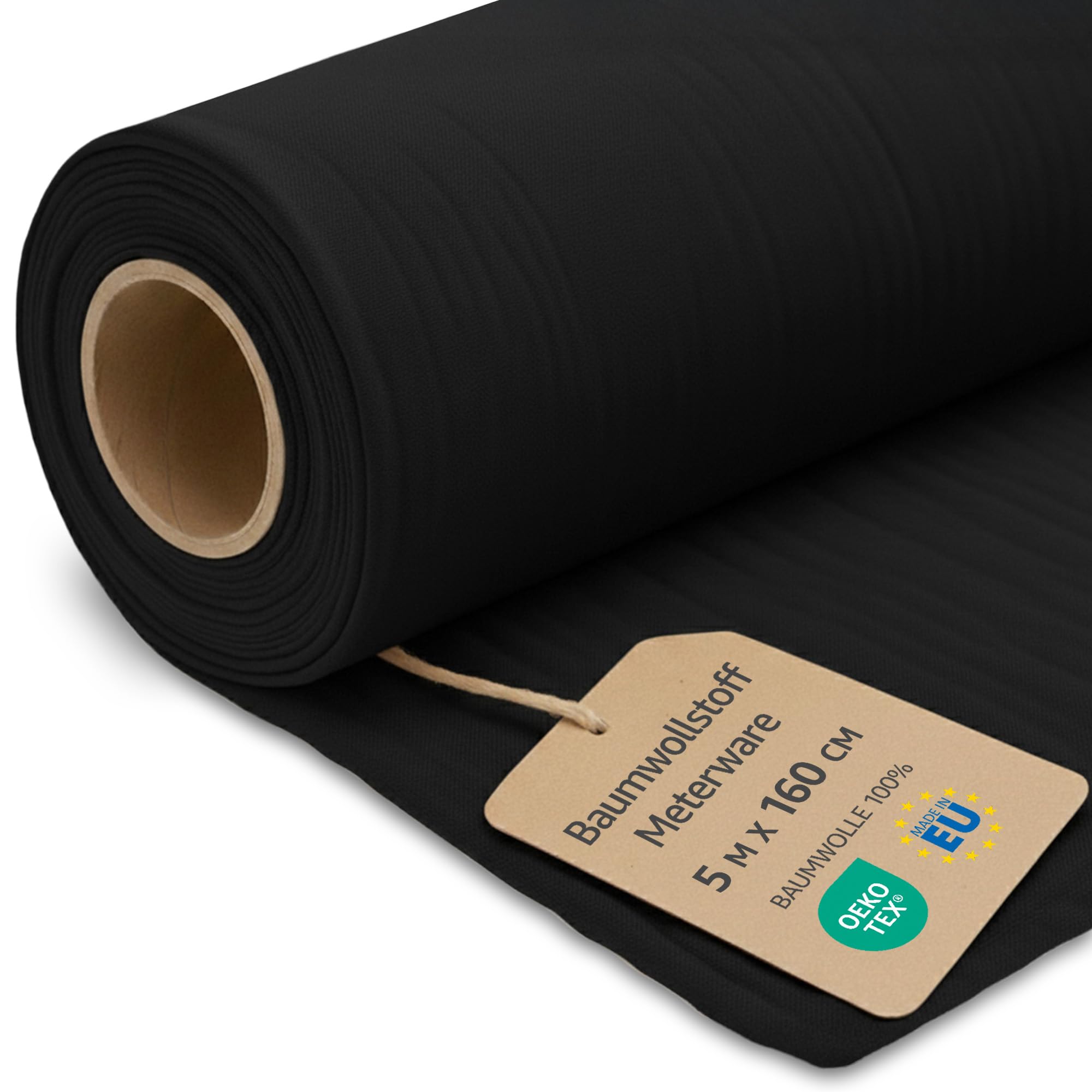 Fabric by the Meter Cotton 5 M x 160 cm - Fabrics for Sewing Decoration and DIY Projects Ideal for Clothing Home Textiles and craftwork Oeko-Tex 2. Black — image 1