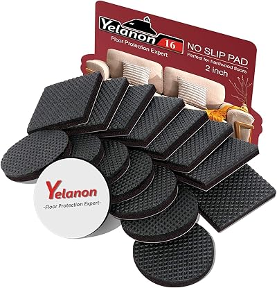 Yelanon Non Slip Furniture Pads 16 pcs Self Adhesive Rubber Feet 2in