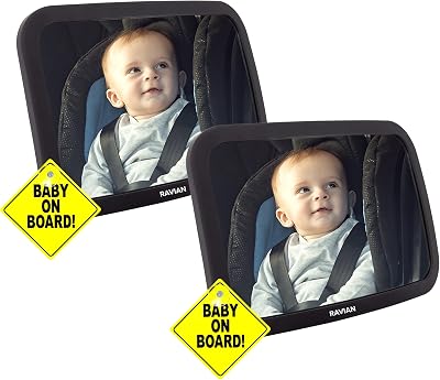 RAVIAN Baby Car Mirror for Back Seat Pack of 2 Adjustable Shatterproof Wide View