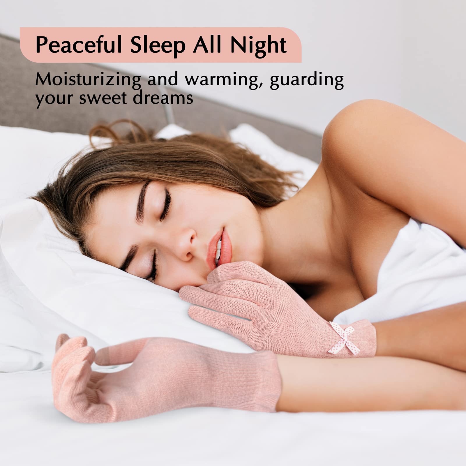 Evridwear Cotton Moisturizing Gloves Overnight Touchscreen for Dry Hands SPA Eczema Hand Care, Day and Night Moisturizing Sleeping Gloves (2 Pair S/M, Feather Weight Pink Color)