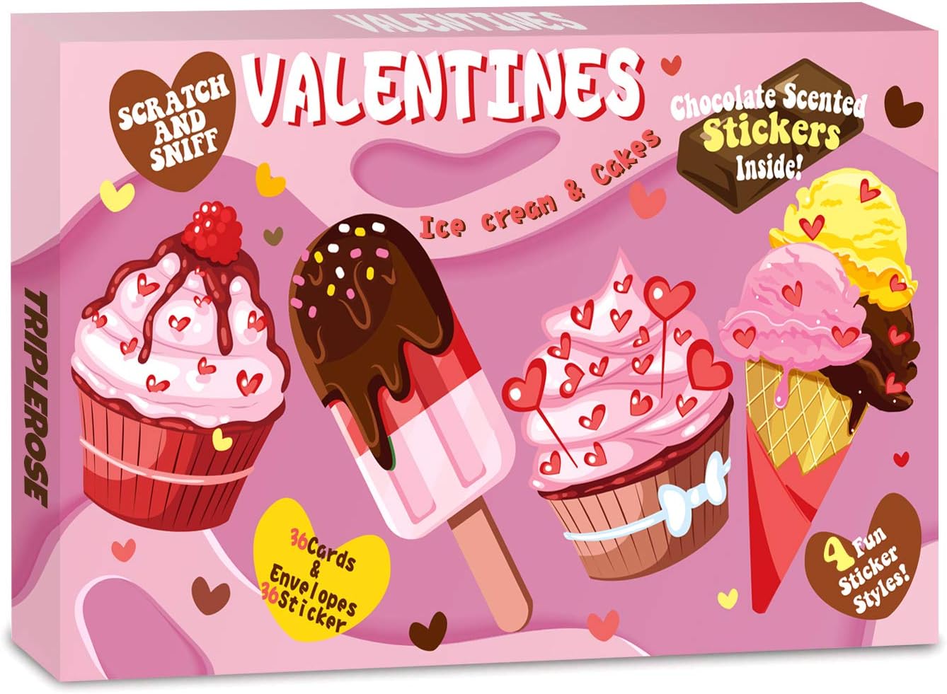 TRIPLEROSE 36Pcs Icecream and Cookies Scratch and Sniff Cards For Kids Classroom Exchange Party Favors