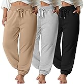 Oakgarden 3 Pack Women's Plus Size Sweatpants Joggers Tapered Elastic Waist with Pockets Workout Athletic Lounge Yoga Pants