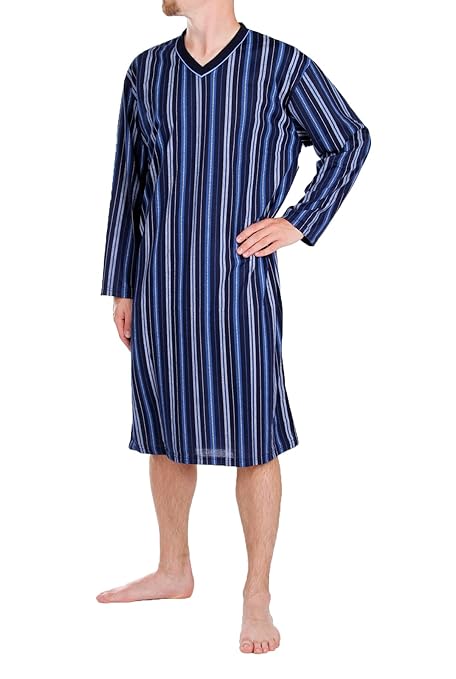 Classic Herren Nachthemd langarm gestreift