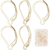 SUNNYCLUE 1 Box 60Pcs Real 24K Gold Plated Leverback Earring Findings French Earring Hooks 16.5x10mm Leverbacks Lever Back Earwires for Jewellery Making Women Adults DIY Dangle Earrings Supplies