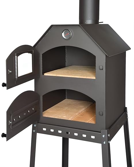 Acerto 40487 Forno Pizza Professionale Per Il Giardino 40x53x53x41 Cm Mattoni Di Argilla Refrattaria Termometro Valvola A Farfalla Forno Per