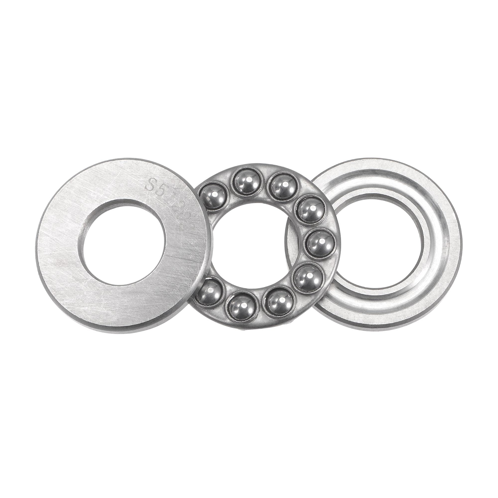 sourcing map S51202 Thrust Ball Bearing 15mm Bore 32mm OD 12mm Thick Stainless Steel with Washers