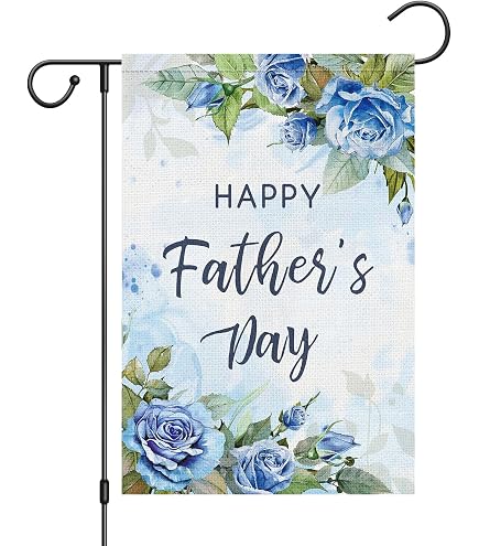 WODISON Gartenflagge 'Happy Father's Day' – Doppelseitig, Leinenstoff, 30,5 X 45,7 Cm, Mit Blumenrose-Motiv, Nur Flagge