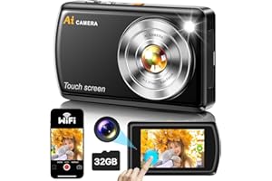 AHLIRMOY AI Digital Camera, AI Camera Recognizes Everything, Cameras for Photography with WiFi, Vlogging Camera for Kids with Dual Lens 3.6" IPS Touch Screen, Creative Doodle with 32 GB Card for Teens, Kids