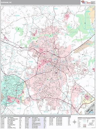 Amazon Com Market Maps Durham Nc City Wall Map Premium Style