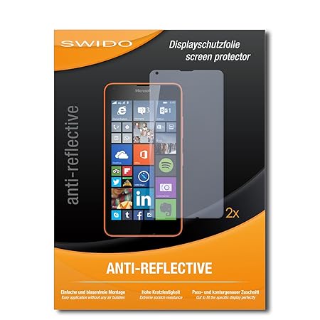 SWIDO® Schutzfolie für Microsoft Lumia 640 LTE Dual SIM [2 Stück] Anti-Reflex MATT Entspiegelnd, Hoher Härtegrad, Schutz vor 