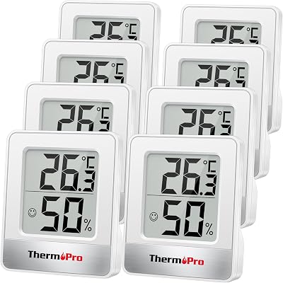 ThermoPro TP49W-8 Digital Mini Hygrometer Thermometer 8 Pack Indoor Temperature