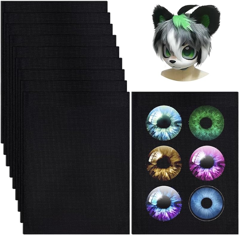 BENECREAT 10Pcs Fursuit Eye Mesh 30x22cm Black PVC Dust Plastic Net Cosplay