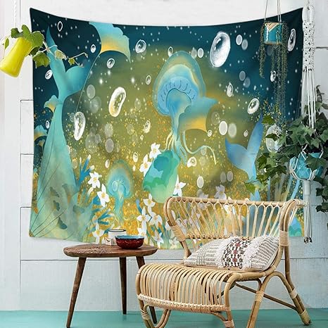 XiYunHan Tapestry, Seated Blanket Dream Jellyfish Tapestry ...