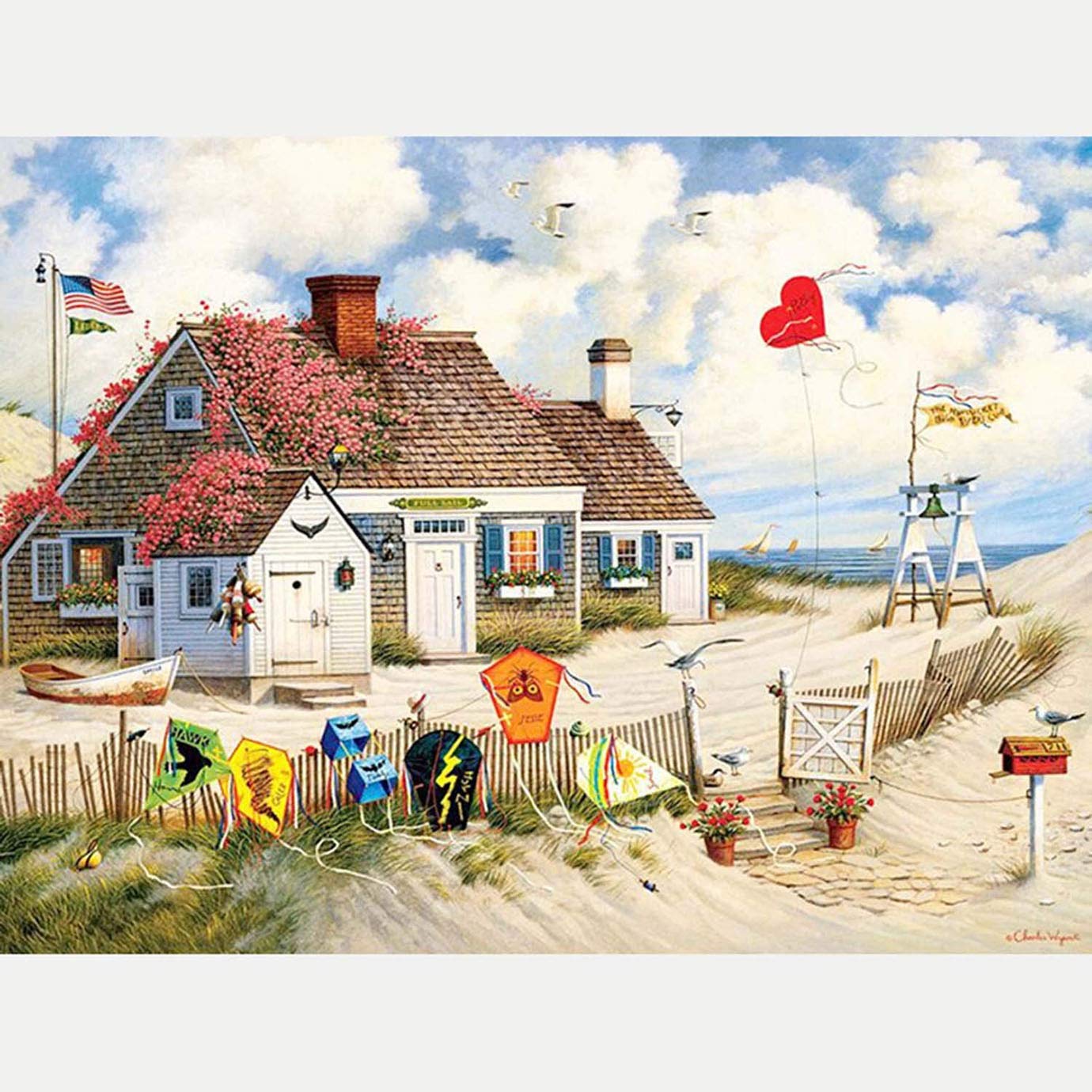 Reofrey 5D Diamond Painting Kit Beach Cottage Full Drill, Paint with Diamonds Art Rhinestone Embroidery Cross Stitch Craft Decor (30x40 cm/ 12x16 inch)
