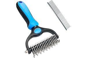 Shudyear Dog Grooming Brush and Metal Comb, Pet Grooming Brush, Cat Brush Deshedder Brush Dogs Shedding Tool for Long matted Haired Pets