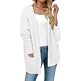Women’s Popcorn Fuzzy Knit Cardigan Open Front Long Sweaters for Fall Winter