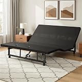 King Adjustable Bed Base Frame with Wireless Remot, Easy Installation, Heavy-Duty Steel Frame, Whisper-Quiet Motor, Head & Foot Lift, Zero Gravity & Anti-Snore Modes Comfort (79" L x 74" W x 12.72" H)