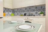 Hode Moroccan Tile Stickers 24pcs 15x15cm Peel and Stick PVC Vinyl Black White view 8