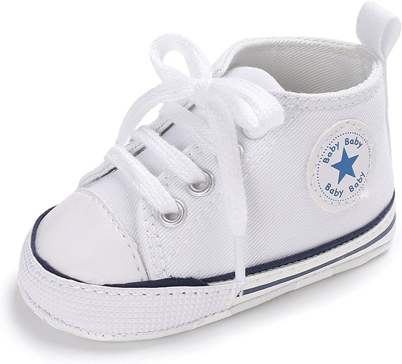 Baby Girls Boys Canvas Shoes Soft Sole Toddler First Walker Infant High-Top Ankle Sneakers Newborn Crib Shoes