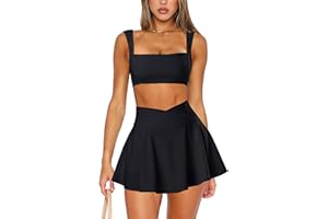 OZICERD Two Piece Tennis Skirt Sets for Women 2 Piece Mini Skirt Set Going Out Golf Skort Athletic Skirt Pickleball Outfit