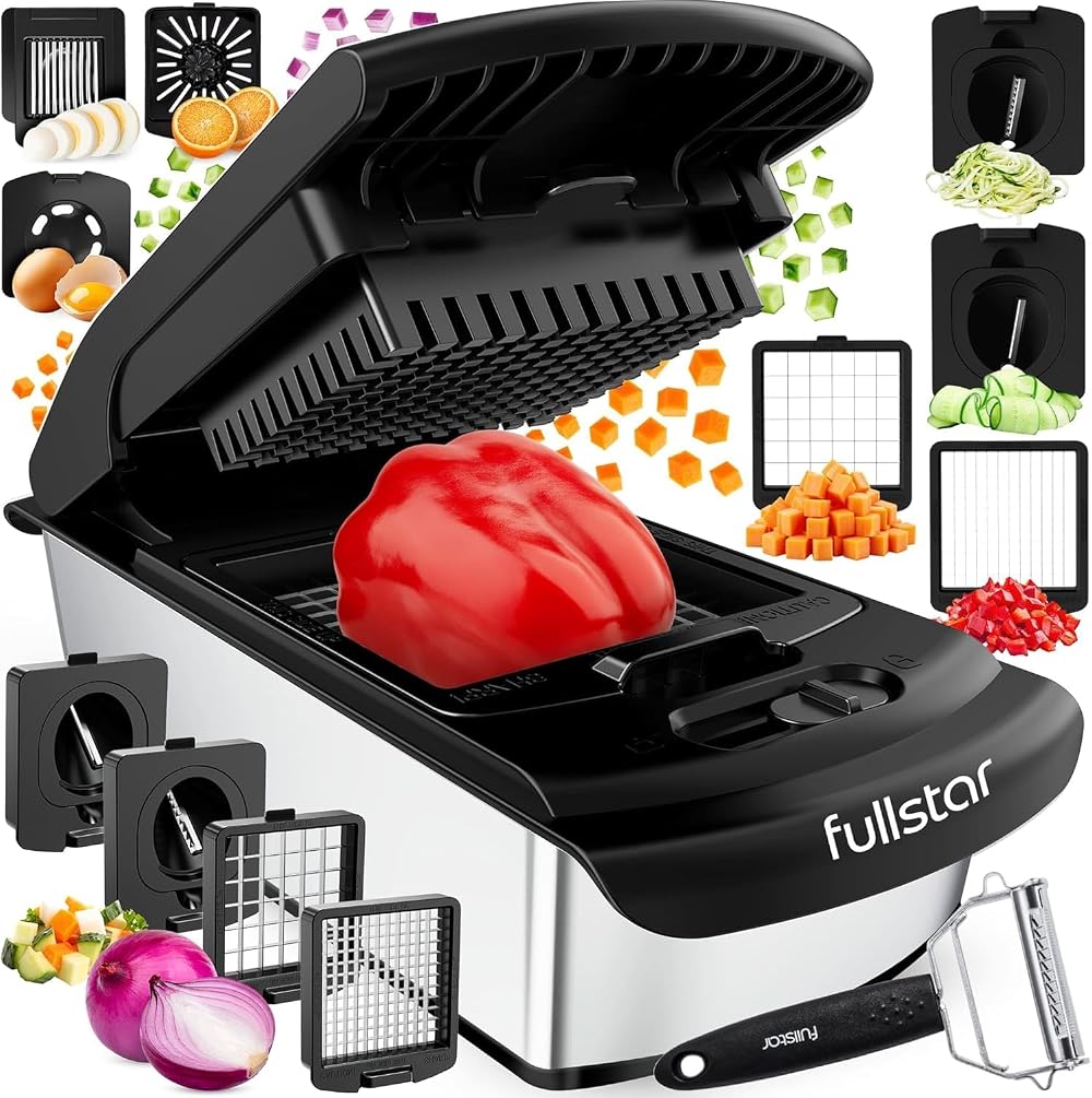 Fullstar 9-in-1 Vegetable Chopper & Cutter Stainless Steel Black