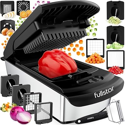 Fullstar 9-in-1 Vegetable Chopper & Cutter Stainless Steel Black