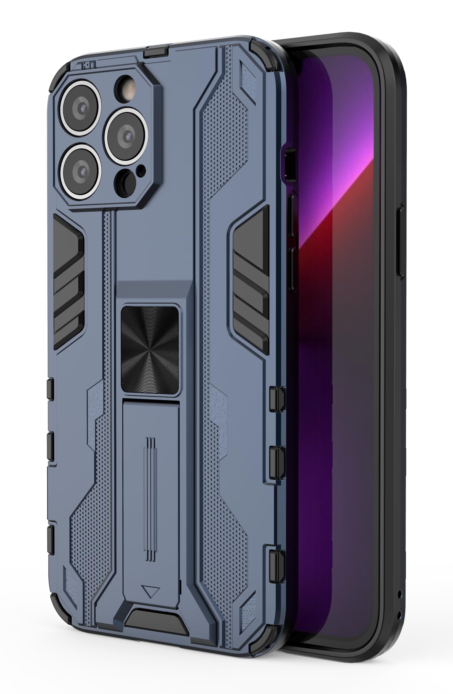 SORAKA Case for iPhone 13 Pro Max with Stand Heavy Duty Protection Case Silm Fit iPhone 13 Pro Max Case with Metal Plate for Magnetic Car Mount Blue