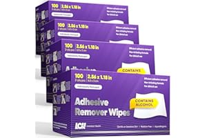 LIVACLEAN HEALTH 400 CT (4 Pack) Adhesive Remover Wipes – Sting-Free & Gentle – Medical Adhesive Remover for Skin – 2 Ply 2.56x1.18in (6.5x3cm) – Adhesive Wipes for Bandage, Tape, Dressings and Ostomy Residue