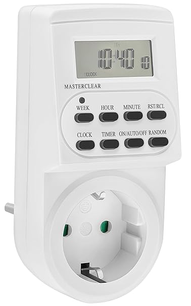 mumbi 24705-Zeitschaltuhr Digitale Zeitschaltuhr 3600W-programmierbar/Zufallsschaltung / 12-24h-Modus-sehr leise
