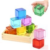 Woodtoe Large Building Blocks, Montessori Sensory Blocks for Toddlers 1-4 | Rainbow Acrylic Block Set, Montessori Toys for 1 2 3 Year Old Boy Girl, No Choking Hazard, Early Learning Kids Birthday Gifts