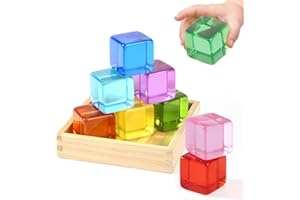 Woodtoe Large Building Blocks for Toddlers, 18 Month Old Toys, Montessori Toys for 1.5 2 3 4 Year Old Boys Girls, Big Rainbow Acrylic Blocks Set, Educational Toys STEM Sensory Gifts for Kids Age 2-4
