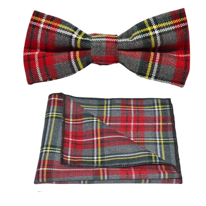 Traditional Light Grey & Red Tartan Bow Tie & Pocket Square Set Amazon.co.uk Clothing Traditional Light Grey & Red Tartan Bow Tie & Pocket Square Set Amazon.co.uk Clothing