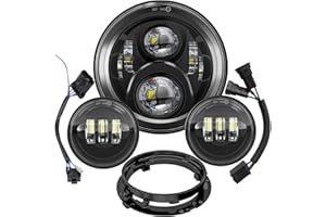 AVOUZ 7 inch Motorcycle LED Headlights 4.5" Fog Passing Lights DOT Kit For Harley Davidson Road King Ultra Classic Street Glide Heritage Softail Switchback Electra Glide CVO Tri Glide harley headlight