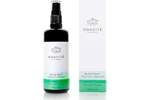 ODACITE Odacité Facial Cleanser with Foam - Black Mint Activated Charcoal & Rhassoul Clay Glow Recipe - Facial Moisturizer with Deep Cleanse for Gentle Face Wash to Remove Dirt & Oil, 3.38 fl. oz.