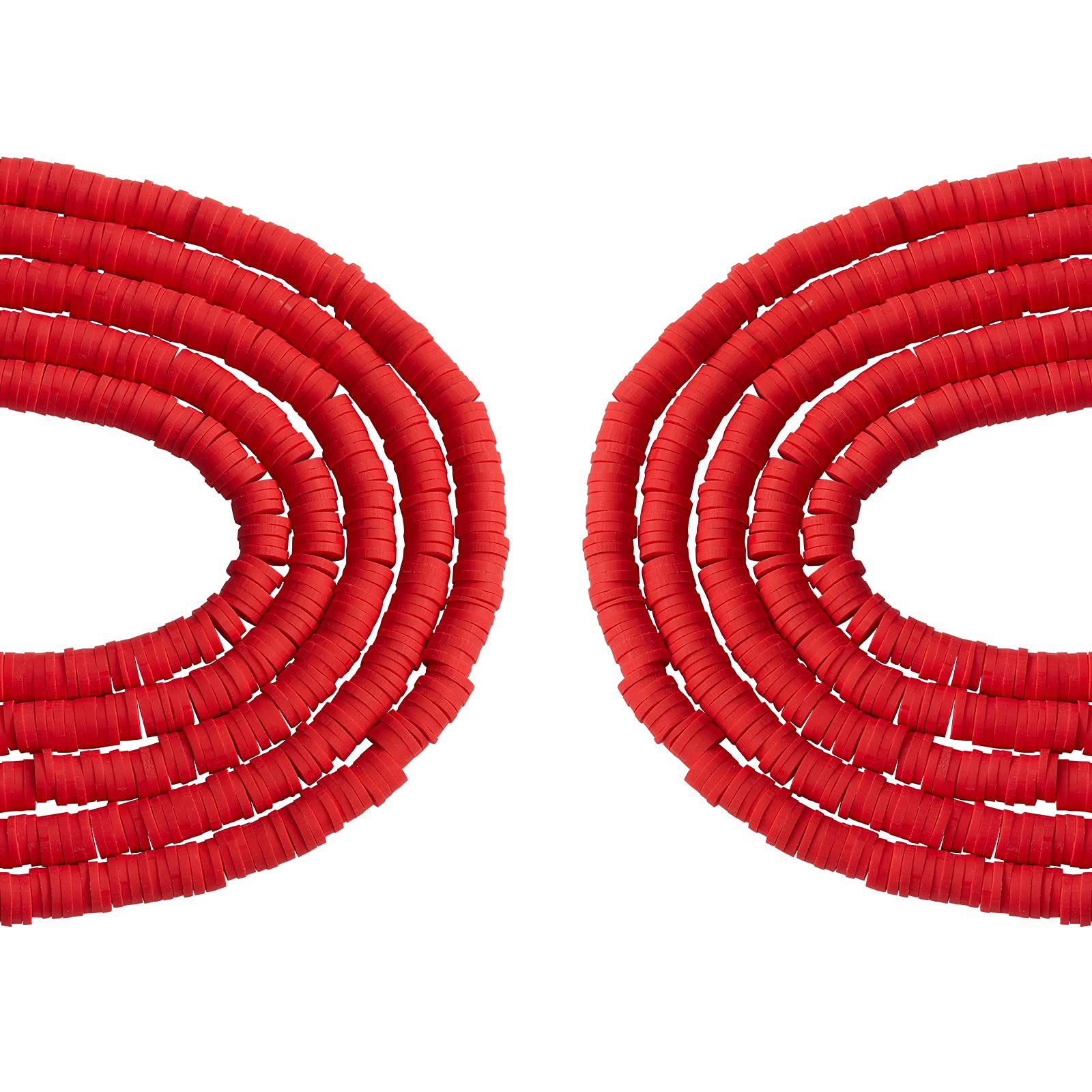 BEEFLYING 6mm Polymer Clay Heishi Beads Flat Round Environmentally Friendly Spacer Beads for Diy Hawaiian Earrings Bracelets Necklaces Jewellery Making（10 Strand）, Red