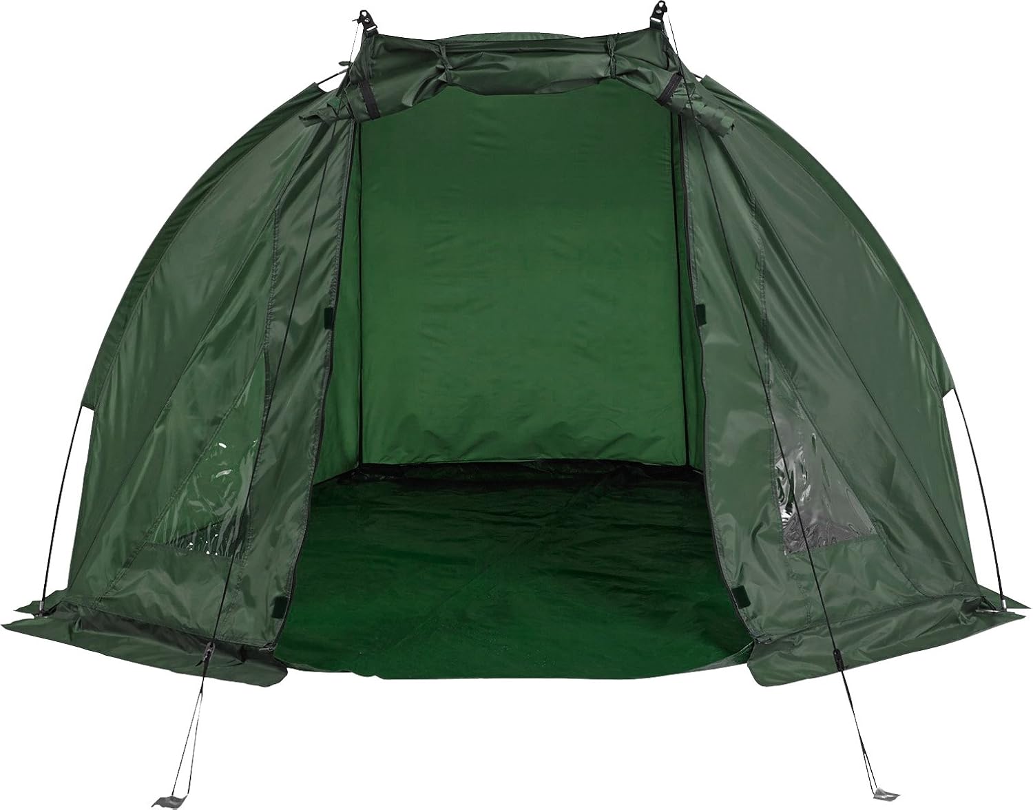FLADEN Fishing, DAY SHELTER Bivvy Waterproof Dark Green Fishing with PVC Viewing Panels, Detachable Groundsheet