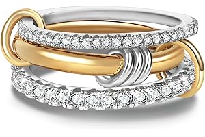 COOSLIM Gold Stackable Rings for Women Non Tarnish, Dainty Stackable 18k Gold Plated Interlocking Ring Stack Set CZ Cubic Zirconia Rings, Gold Knuckle Women Rings Set