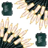 Brightown Battery Operated Christmas Lights 2 Pack 18 FT 50 LED Warm White | Mini String Lights with 8 Modes Waterproof Tree Lights for Xmas Outdoor Indoor Holiday Party Garden Decor