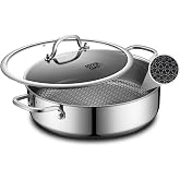 Saute Pan,Hybrid Non Stick 6.5 Quart Everyday Braiser pan,Chicken Fryer, PFOA Free Cookware,12.5 inch Deep Frying Pans with Lid,Dishwasher and Oven Safe,Works on Induction,Ceramic and Gas Cooktops