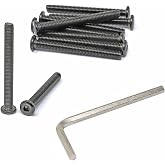 iexcell 10 Pcs M8 x 75mm Thread Pitch 1.25 mm Stainless Steel 304 Hex Socket Flat Head Cap Screws Furniture Screws Bolts,Black Oxide Finish,Come with Hex Key Spanner