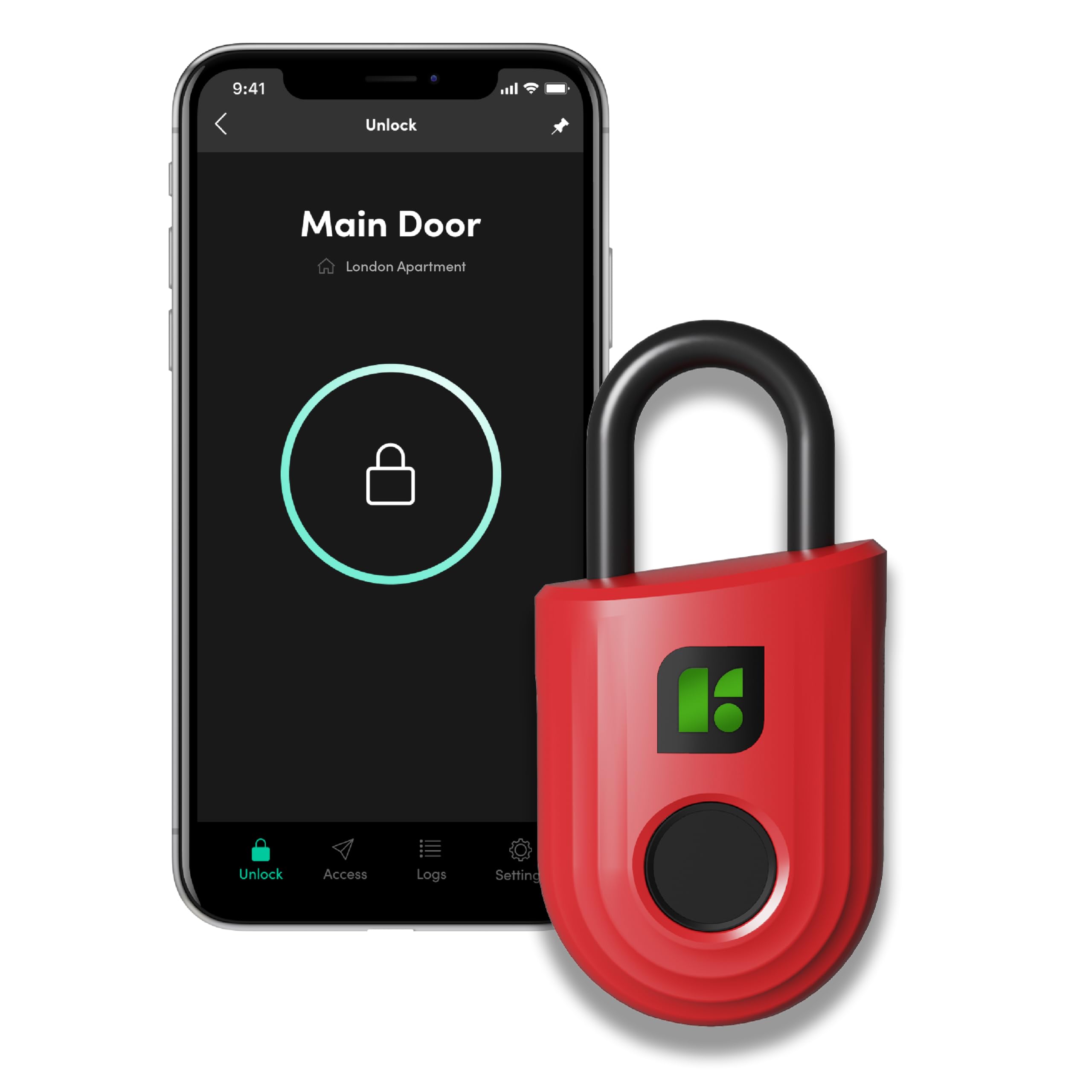 igloohome - Fingerprint Padlock for Gym Locker, High Security Smart Padlock, Digital Lock for Indoors and Outdoors, Safe with High Security, Bluetooth Equipped (Ruby Red)