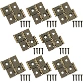 Lovelysp 8PCS Bronze Folding Double Hinges Folding with mounting Screws | 360 Degree Rotation Iron Hinge for Folding Screens, Gates, and Panels
