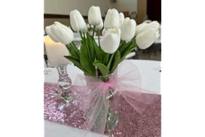 10 Pcs Fake Tulips Artificial Flowers Real Touch PU Faux Flowers Tulip Stems for Wedding Spring Bouquet Floral Arrangement Ho