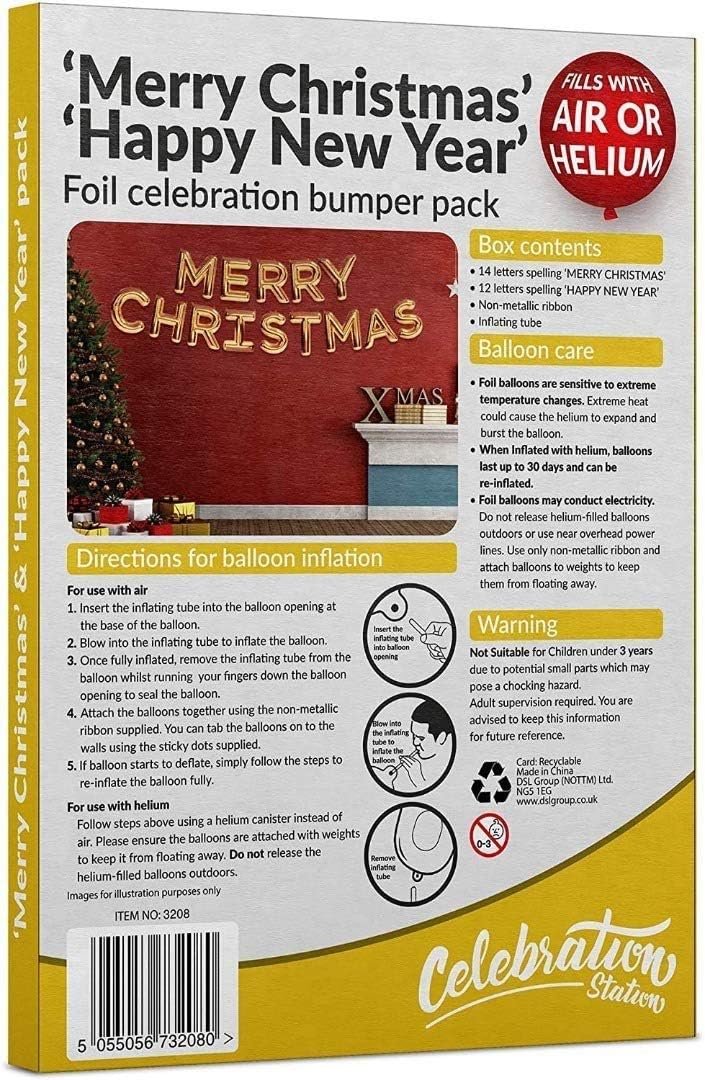 Christmas & New Year Balloon Bundle for Winter Holiday Parties Metallic Gold Decoration with Attractive 14 Piece Merry Christmas & 12 Piece Happy New Year Balloon Kit Suitable for Helium or Air - Image 4