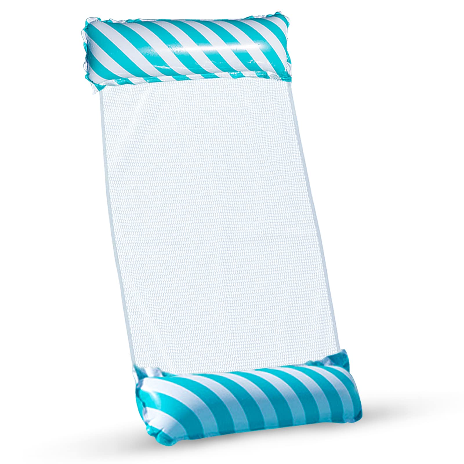 TUXUNQING Inflatable Swimming Bed, Striped Inflatable Water Hammock, Air Mattress Pool, 4 in 1 Air Mattresses. Suitable for Swimming Pool, Adults and Children, Inflatable Hammock (Light Blue)