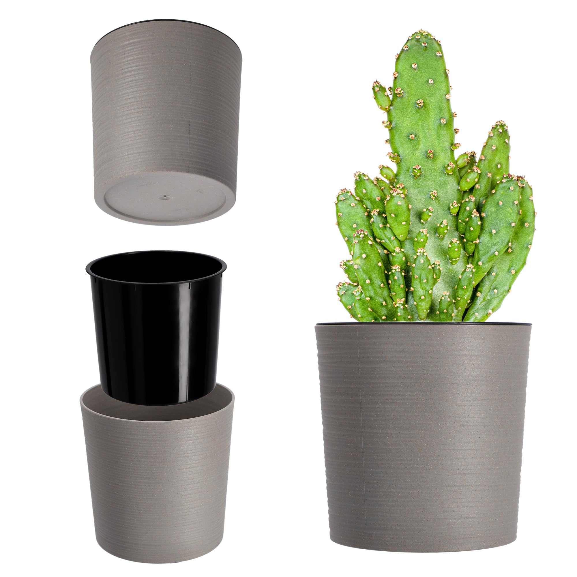 KADAX Flower Pot, Eco-Friendly Planter Made of Recycled Wood Shavings, Durable Plant Pot with Insert for Houseplants (⌀ 19 cm, Grey)